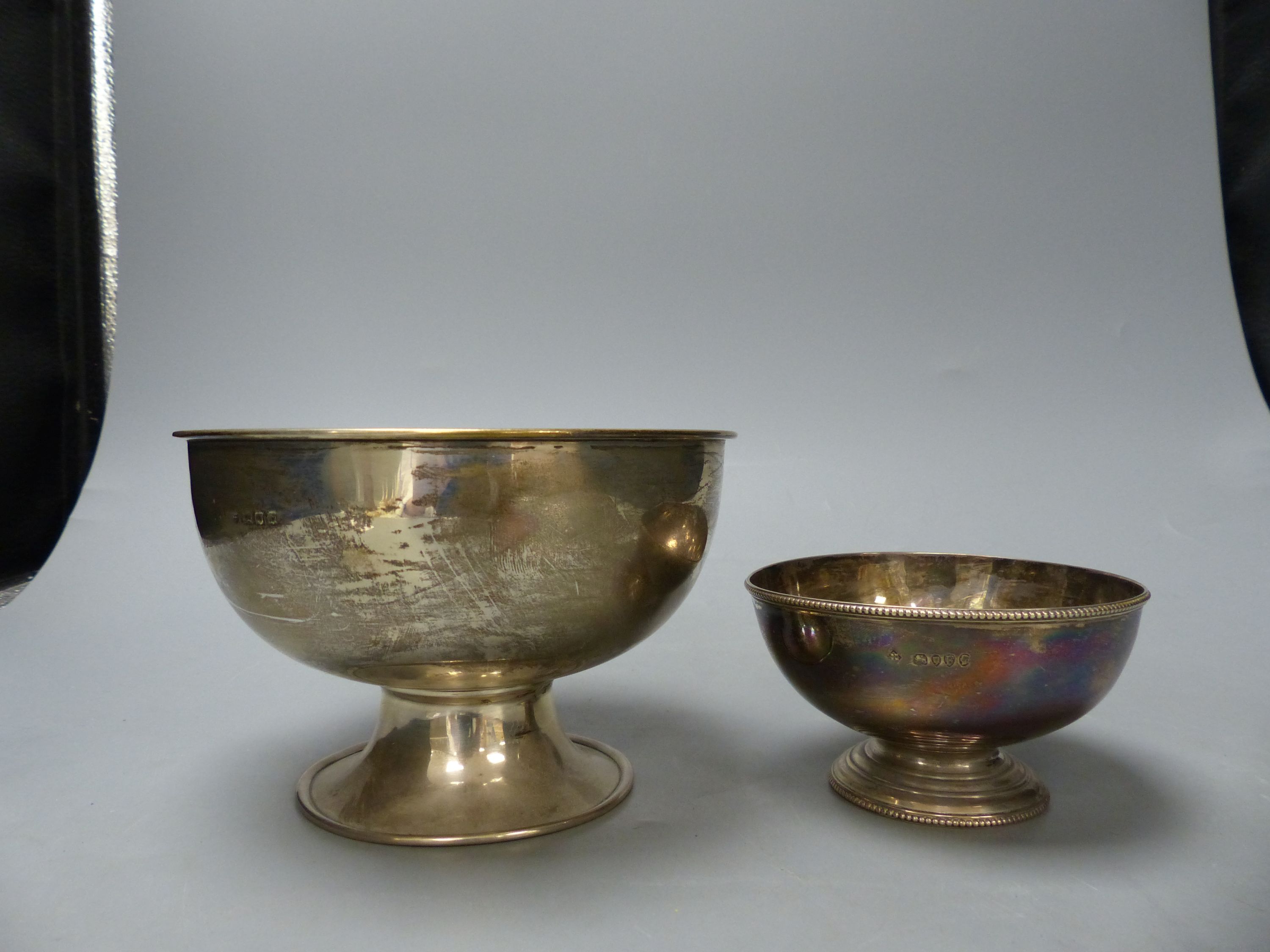 A George V silver rose bowl, London, 1919, 15.5cm and a Victorian silver sugar bowl, London, 1881, 10.4cm